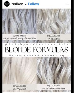 Platinum Aesthetic, Summer Blondes, Redken Toner, Blonde Formulas, Redken Formulas, Toner Formulas, Hair Formulas