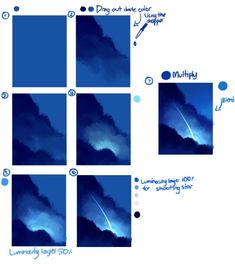 an image of the sky and clouds with different lighting effects in it, including one lightening