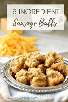 three ingredient sausage balls on a plate