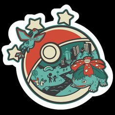 a sticker with an image of pokemon on it