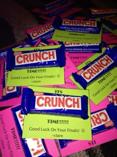 candy bar wrappers with the words crunch on them