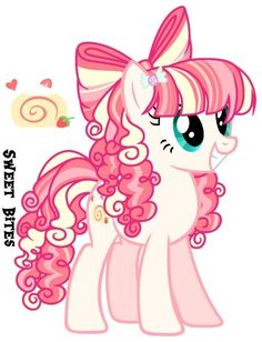 a pink pony with long hair and big eyes