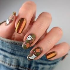 Nail Design Gold, Pumpkin Nails, Purple Nail, Her Nails, Thanksgiving Nails, Nail Swag, Fall Nail Art, Halloween Nail Art