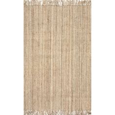 a beige rug with fringes on it