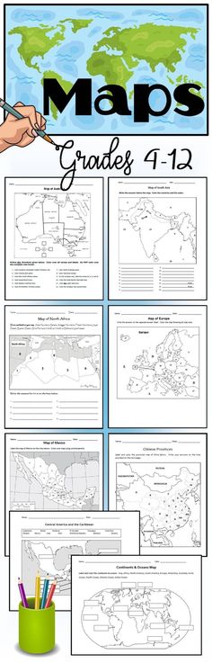 the map worksheet for grade 1 - 12 includes maps and other activities to help students