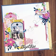 a scrapbook page with an image of a woman and her dog