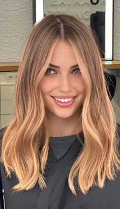 70+ Trendy Hair Colour Ideas & Hairstyles : Honey Blonde Highlighted Dark Brown Rooted Honey Blonde Hair, Brown Balayage To Blonde, Dark Blonde With Strawberry Highlights, Short Honey Blonde Hair Dark Roots, Hair Colours For 2024, Brown Balayage On Blonde Hair, Cooper Blonde Balayage, Golden Blonde Brown Hair