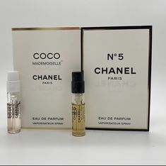 Set of 2 Chanel Coco Mademoiselle & Chanel No.5 Eau de Parfum EDP Sample Spray 1.5ml each Coco Chanel Mademoiselle, Mademoiselle Chanel, Chanel No 5, Womens Fragrances, No 5, Women Fragrance, Coco Chanel, Coco, Health And Beauty