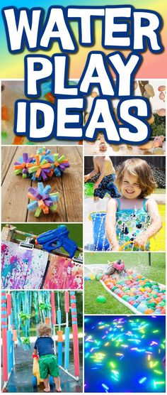 Text: Water Play Ideas - collage of images of different ways to play with water for kids Fun Water Games, Outdoor Activities For Adults, Outdoor Water Activities, Summertime Crafts, Water Games For Kids, Games Outdoor, Summer Fun For Kids, Fun Summer Activities, Family Summer