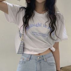 #blue #blueaesthetic #koreanstyle #koreanaesthetic #ulzzang #aesthetic #cute #koreancute #kpop #ulzzangstyle #koreanstyle Women Sporty Outfits, Soft Ideas, Comfy Minimalist, Formal Streetwear, Minimal Stil, Grunge Tops, Dressing Ideas, Outfit Korean, Random Items