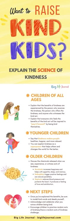 a poster with the words what to raise kids? explain the science of kindnesss