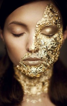 GOLD Extreme Make-up, Make Up Gold, Drag Make-up, Make Up Inspiration, Smink Inspiration, Gold Makeup, Make Up Looks, Fantasy Makeup, Editorial Makeup