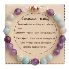 PRICES MAY VARY. Crystal Bracelet Meaningful: Natural crystals are believed to restore balance, strength, and calm. Our healing stone bracelets have various designs and every one has its own meaning to help you attract the energy you need. Encouragement Inspirational Bracelet for Women: Each bracelet comes with a meaningful card. People wearing our bracelet may harness the crystals and stones' positive properties to achieve a sense of serenity and clarity, while connecting with their chakras. Natural Stone Stretch Bracelet: Our stone bracelets are made of 8mm natural stone and carefully polished, connected with an elastic cord. The bracelet length is about 7.3 inches, stretchy to fit most wrists, very comfortable to wear so that you will not be bothered by the size. Completely non-reactive Crystal Healing Bracelets Meaning, Bracelet With Meaning, Witchy Crystals, Healing Stones Jewelry, Bracelets With Meaning, Metaphysical Healing