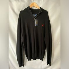 Brand Nwt Polo Ralph Lauren Pima Cotton Half Zip Sweater. Long Sleeve Ring-Spun Cotton Sweater In Black. Rib Knit Stand Collar, Cuffs, And Hem. Half-Zip Closure At Front. Logo Embroidered In Red At Chest. Half Zip Sweater, Polo Ralph Lauren Sweater, Quarter Zip Sweater, Half Zip Sweaters, Black Rib, Zip Sweater, Cotton Sweater, Pima Cotton, Logo Embroidered