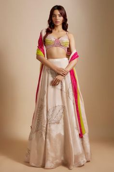 Buy Peach Mashroo Hand Embroidered Badla Sweetheart Leaf Lehenga Set For Women by Masumi Mewawalla Online at Aza Fashions. Aza Fashion Outfits 2024 Suits, Colourful Lehenga, Navratri 2024, Lehenga Pattern, Trendy Outfits Indian, Indian Outfits Lehenga, Lehenga Designs Simple, Dresses Traditional, Lehnga Dress