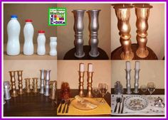 there are many different types of vases on the table