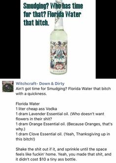 Magick Oil, Smudging Prayer, Hoodoo Oils, Hoodoo Spells, Magickal Herbs, Cleansing Spray, Magia Das Ervas, Florida Water, Spiritual Bath