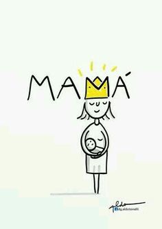 a drawing of a woman with a crown on her head holding a baby in her arms