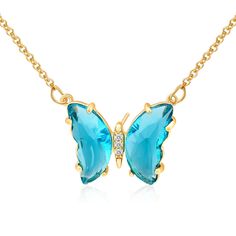 PRICES MAY VARY. ʚїɞ【TRENDY BLUE CRYSTAL BUTTERFLY NECKLACE】- Butterfly is called "flying flower", which have only one mate in their whole life. People firmly believe it is a symbol of Happiness, Freedom, Loyal Love, Success and Good Luck. This emerald green butterfly necklace is a great choice to express your deep love to your lover, friends and family.” ʚїɞ【ADJUSTABLE BUTTERFLY NECKLACE SIZE】-The y2k butterfly birstone necklace is about 17'' + 2'' extension chain with a 1.0'' * 0.8'' crystal b Butterfly Jewelry Necklace, Preppy Necklaces, Blue Stud Earrings, Butterfly Earrings Stud, Butterfly Pendant Necklace, Aquamarine Crystal, Butterfly Jewelry, Sterling Silver Studs, Blue Earrings