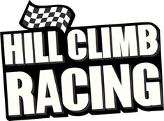 the hill climb racing logo with a checkered flag in the center and words on it