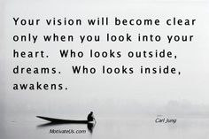 a person in a boat on the water with a quote about vision and what it means