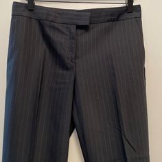 This Is A Beautifully Made Pair Of Slacks From Ann Taylor. Just A Little Too Tight On Me. 53% Polyester, 43% Wool, 4% Spandex. Dry Clean. Straight Leg Bottoms With Vertical Stripes For Business, Striped Wide Leg Formal Bottoms, Striped Trousers For Business, Straight Leg Pants With Vertical Stripes For Business, Striped Business Trousers, Fitted Wide Leg Pants With Vertical Stripes, Pinstripe Trousers For Business Casual, Black Vertical Stripe Pants For Business Casual, Straight Pants With Vertical Stripes For Business Casual