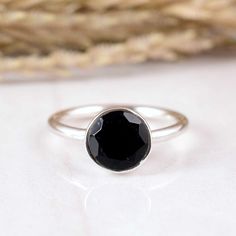 Natural Black Obsidian Ring Dainty Obsidian Gemstone Ring Women Obsidian Ring Crystal Healing Jewelry Obsidian Ring Minimalist Obsidian Ring Dimension :- JEWELRY CATEGORY:- HANDMADE RING STONE NAME:-  Obsidian STONE SHAPE:- -Round   STONE TYPE:- Natural  PLATING:- METAL: - STERLING SILVER RING SIZE:- ALL SIZES AVAILABLE PURTY:- 925  Shipping:- All the parcels will be shipped with in 1-2 days of purchase... Payment:- We accept payment through PAYPAL only.... I make every effort to picture each it Black Birthstone Rings, Black Birthstone Ring Gift, Minimalist Black Sapphire Ring For Gift, Minimalist Black Sapphire Ring As Gift, Black Sterling Silver Crystal Ring, Black Sterling Silver Birthstone Rings, Black Sterling Silver Rings With Birthstone, Black Stackable Rings With Round Band For Gift, Minimalist Black Spinel Rings As Gift