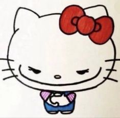 a drawing of a hello kitty with a bow on her head