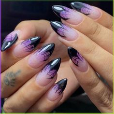 Halloween Crop Top, Nails Yellow, Halloween Press On Nails, Colorful Nails, Purple Nail, Her Nails, Nail Arts, Manicure E Pedicure