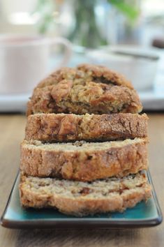 slices of banana bread stacked on top of each other