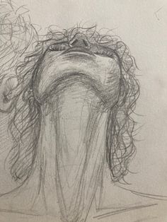 a pencil drawing of a woman's head with her hair blowing in the wind