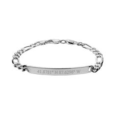 Customize an engravable coordinates bracelet with Eve's Addiction Jewelry! Coordinates bracelet for men & women that is engraved with any location! Ships fast! Engraved Silver Chain Bracelet With Rectangular Links, Silver Engraved Signature Bracelet, Engraved Silver Chain Bracelet For Father's Day, Silver Engraved Heart Bracelet, Adjustable, Silver Coin-shaped Engraved Bracelets, Coordinates Jewelry, Coordinates Bracelet, Family Tree Necklace, Special Jewelry