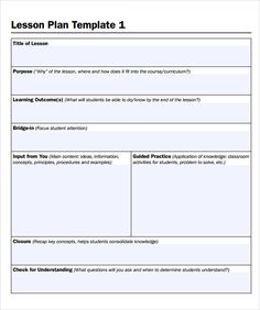 lesson plan template for students to use in the classroom, including lessons and instructions on how to