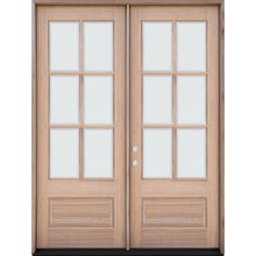 a pair of double doors with glass panels on the front and back sides, both side by side