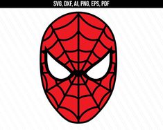 a spiderman mask is shown with the text, `'svg, dxf