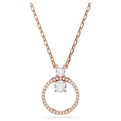 A fresh take on the classic circle pendant, this rose gold-tone plated jewelry features a central pavé ring of clear Swarovski Zirconia, with two larger prong-set Swarovski Zirconia holding it in place. A dynamic yet elegant piece, this pendant can be worn alone or paired with a matching set of Constella earrings. Thomas Sabo Charms, Rose Gold Watches, Circle Necklace, Design Drawing, Custom Jewelry Design, Adjustable Necklace, Circle Pendant, Fashion Jewelry Necklaces, White Rose Gold