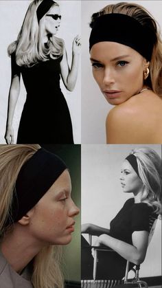 #vintage #headbands #hairstylesforwomen #blonde #photoshoot Old Money Hairstyles With Headband, Double Headband Hairstyles, Thick Black Headband Hairstyles, 1960s Headband Hairstyles, Padded Headband Aesthetic, Puff Headband Outfit, Cotton Headband Outfit, 60s Bun Hair, Chanel Headband Outfit