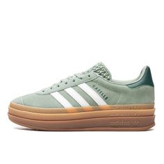 Adidas Gazelle Bold Silver Green Gum - ID6998 | Limited Resell Gazelle Adidas, Shoe Wishlist, Green And Silver, Adidas Trefoil, Shoe Ideas, Design Minimalista