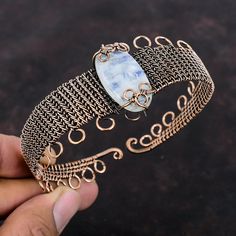 Wire Wrapped Bangles, Copper Wire Jewelry, Cuff Bracelets Handmade, Copper Cuff Bracelet, Gemstone Bangle, Pinterest Diy, Electroformed Jewelry, Copper Cuff, Handmade Bangles