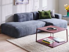 Mags Soft 2.5 Seater Sofa (Low Armrest) by HAY / Combination 3 in Linara 198 Blueberry Hay Sofa, Hay Mags Soft, Hay Mags, Trendy Sofas, Gorgeous Sofas, Textured Carpet, Fabric Cat, Hay Design, Outdoor Furniture Design