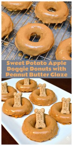 sweet potato apple doughnuts with peanut butter glaze