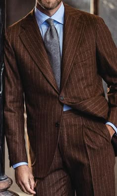 Man Wearing A Suit, Don Vito Corleone, Lawyer Fashion, Robert Redford, Brown Suits, Fashion Suits For Men, Pinstripe Suit, Tweed Suits