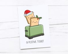 a festive toast christmas card on a white background