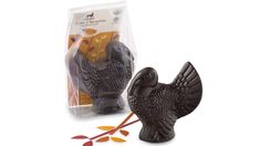 two chocolate turkeys are in the packaging