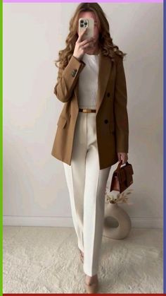 Doctor Style Outfits Women, Classy Blazer Outfits For Women, Feminine Formal Outfits, Formal Dresses For Women Office Outfits, Formal Pants Women Classy, Outfit For Doctors, Brown Office Outfit, Pharmacy Outfit, Formal Wear Women Office