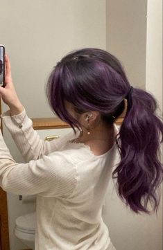 Purple Hidden Hair Color, Dyed Hair Ponytail, Bee Konigswasser, Plum Brown Hair, King Of Pride, Dark Beach, Ali Hazelwood, Dark Purple Hair, Hair Color Underneath