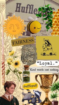 a collage with words and pictures about flowers, bees, honeybees, beehive