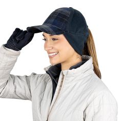 PRICES MAY VARY. PONYTAIL HAT - our new winter hat for women features a high ponytail opening that allows you to comfortably wear your hair up when you choose. WINTER TRUCKER- our women’s ponytail hat features a stylish wool blend plaid on the front panel of the trucker cap. VERSATILE - perfect for changeable winter weather, our plaid ponytail hat features a drop down fleece. Wear the fleece down when your ears and neck need protection from the cold and wind; as you warm up fold the fleece up. I Windproof Cap For Fall, Adjustable Cap For Cold Weather, Casual Windproof Hat With Ear Flaps, Casual Beanie With Ear Flaps For Outdoor, Winter Outdoor Baseball Cap, Casual Windproof Hat, One Size Fits Most, Adjustable Curved Brim Hat For Cold Weather, Adjustable Fleece-lined Cap, Adjustable Cap With Fleece Lining