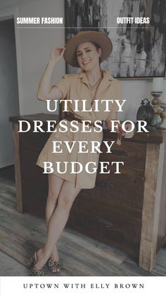 Utility dresses are trending this summer and today Uptown With Elly Brown shares the best utility dresses on a budget. Visit the blog for the full shopping guide and follow for more fashion for women over 30, summer fashion trends, and casual outfit ideas Utility Dress, Casual Outfit Ideas