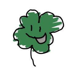 a drawing of a smiling green leaf